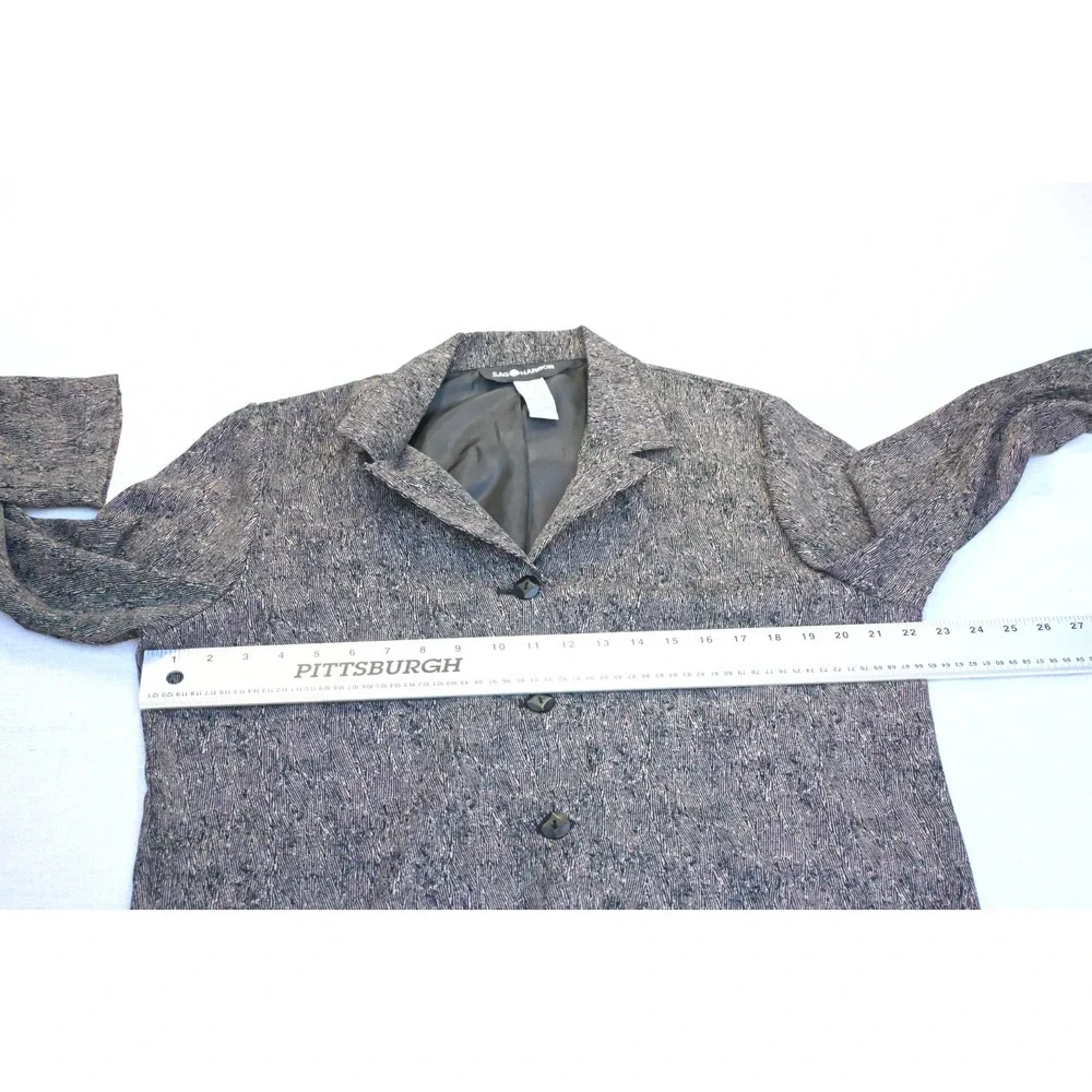 Vintage 90s Sag Harbor Womens 14 Shirt Jacket Grey Black Cream Fleck Lined Soft